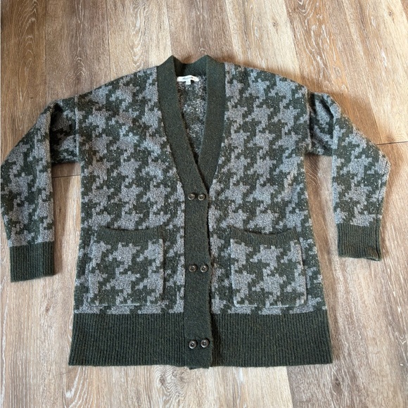 Madewell Sweaters - Madewell Green Houndstooth Cardigan